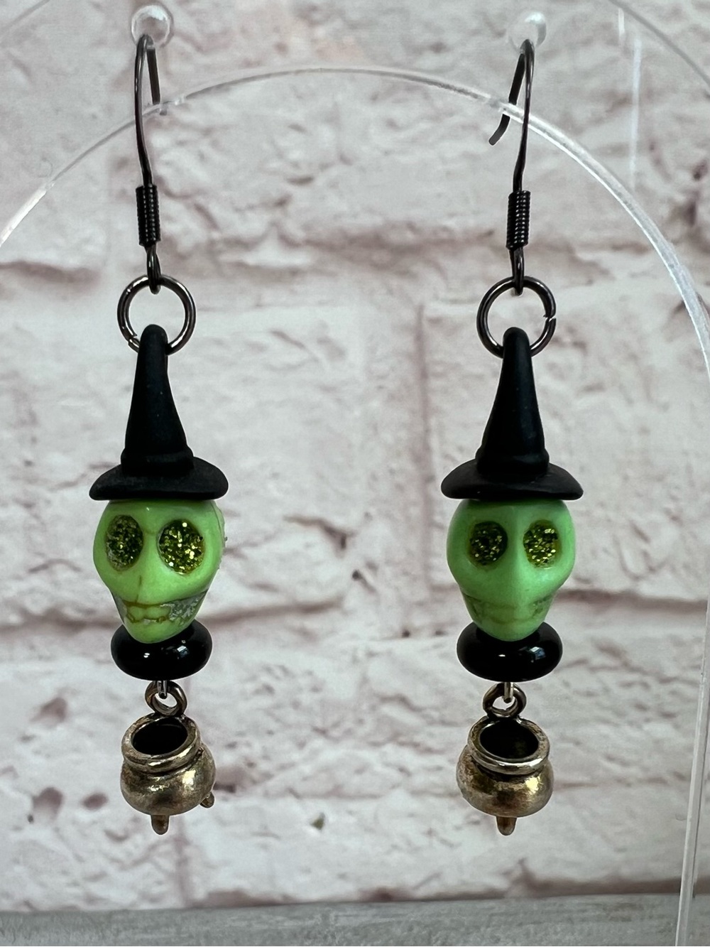 Green Witch Cauldron Earrings
